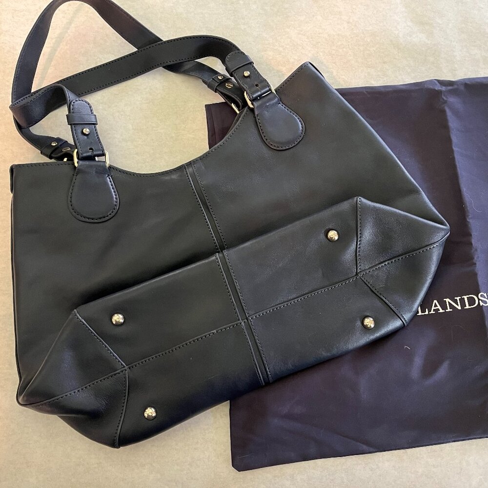 Lands End Navy Leather Tote Bag/Purse, NWOT